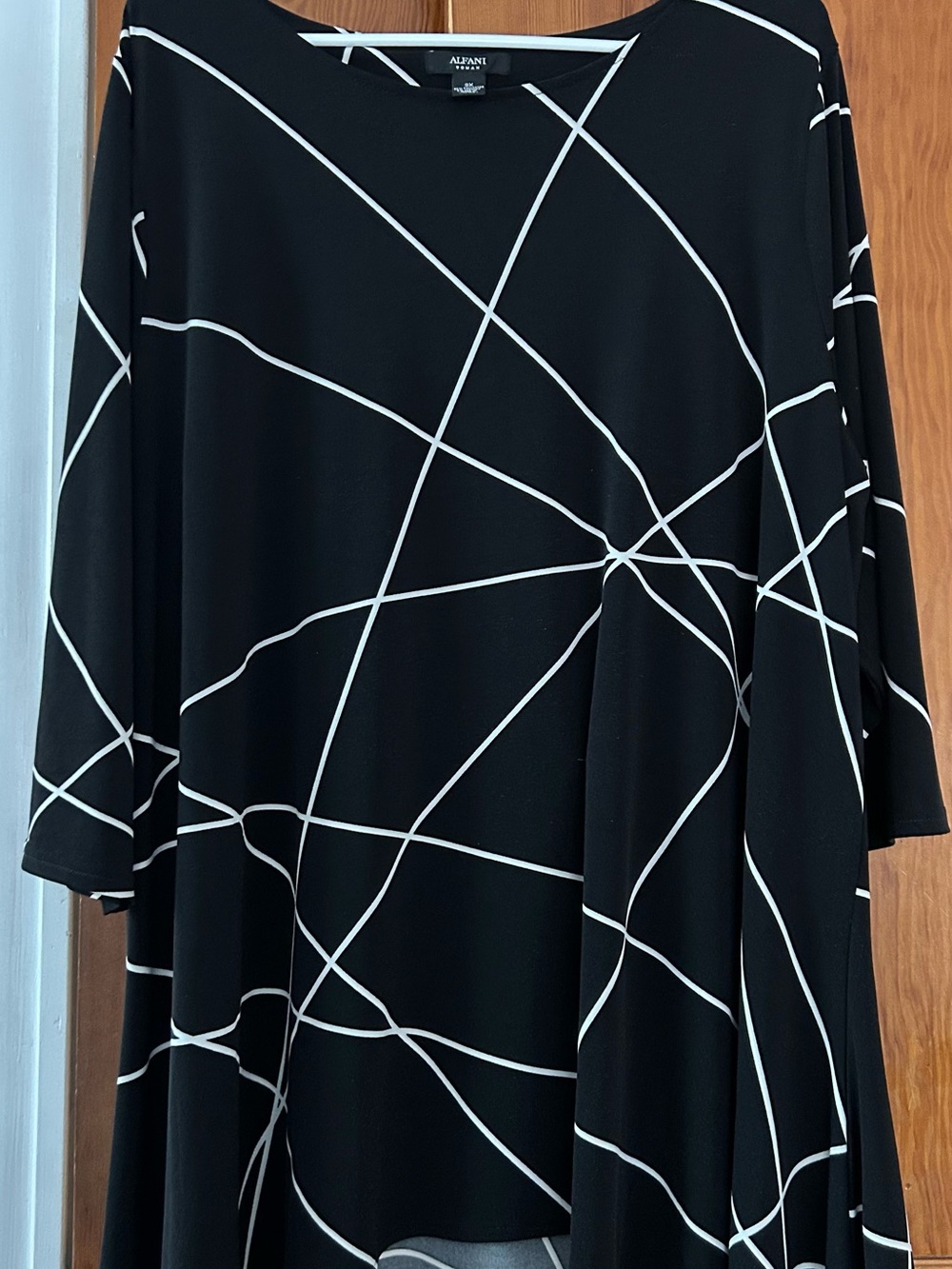 Alfani Black Top with White Stripe Trim - Picture 1 of 3
